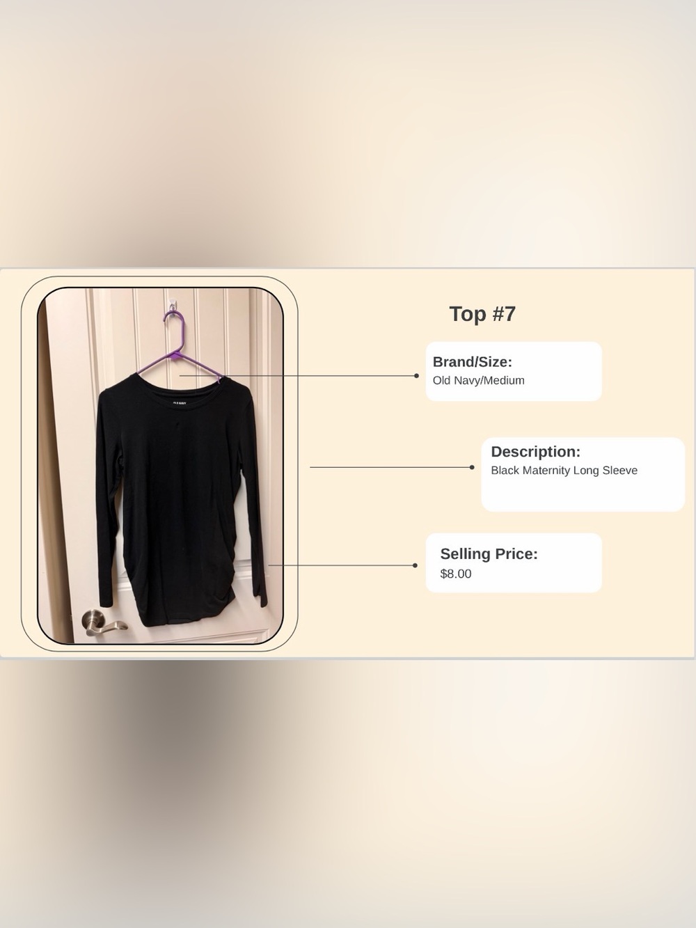 Old Navy maternity Black Long Sleeve Crewneck Top